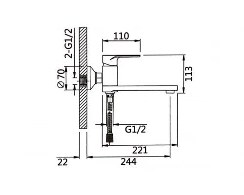 Смеситель для ванны и душа из латуни с лейкой и шлангом Hansen HL32016-F белый/хром