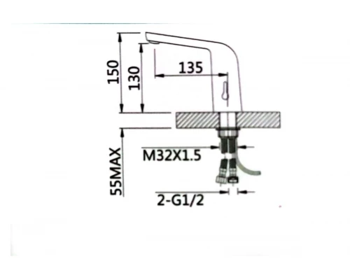 70001-C Смес. СЕНСОРНЫЙ для умыв. (ЧЕРНЫЙ+ХРОМ) HANSEN  (10/1шт)