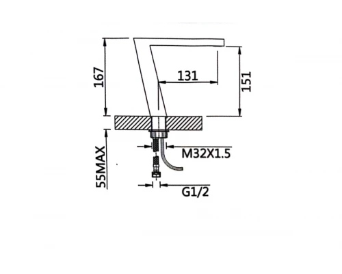 70003-C Смес. СЕНС. (БЕЗ тер. крана) для умыв. (ЧЕРНЫЙ+ХРОМ) HANSEN  (10/1шт)