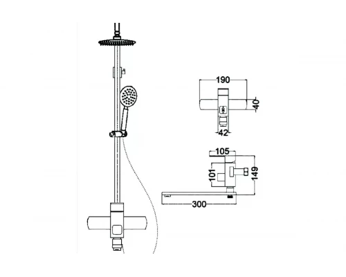 Душевая система с тропическим душем Hansen HN31304-F белый