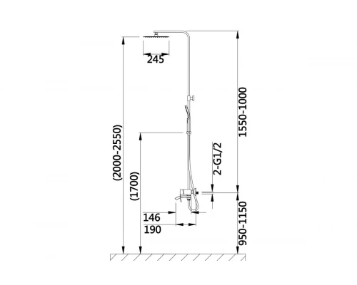 Душевая система с тропическим душем Hansen HN33044-FF белый
