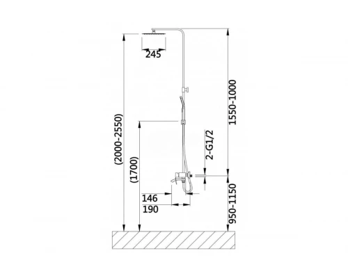 Душевая система с тропическим душем Hansen HN33244-F белый