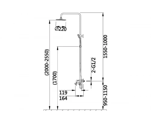 Душевая система Hansen HL33037 хром