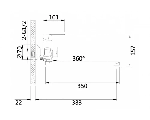 Смеситель для ванны Hansen H22018-C