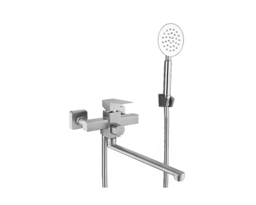 Смеситель для ванны и душа из нержавеющей стали с лейкой и шлангом Hansen HN25304-G сатин