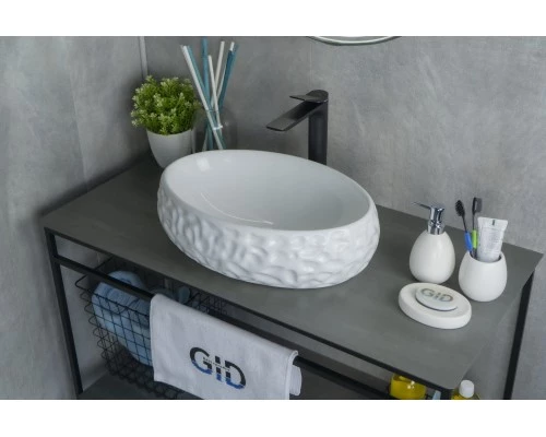 Раковина Gid 9030wf 51187 накладная белая 48x34x15