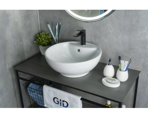 Раковина Gid N9001 51101 накладная белая 45x45x17