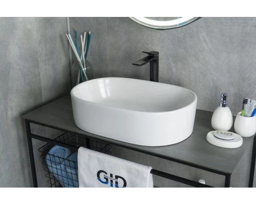 Раковина Gid N9025 51111 накладная белая 56x35x14