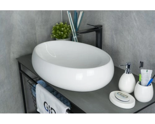 Раковина Gid N9030a 51114 накладная белая 60x41x15