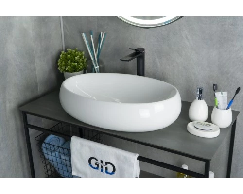Раковина Gid N9030a 51114 накладная белая 60x41x15