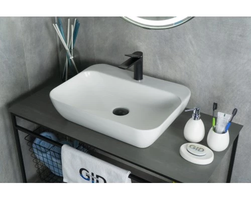 Раковина Gid N9047 51184 накладная белая 55x42x15