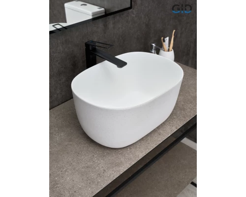 Раковина Gid N9302wg 51220 накладная белая матовая / белая графит 45x32x22