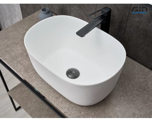 Раковина Gid N9302wg 51220 накладная белая матовая / белая графит 45x32x22