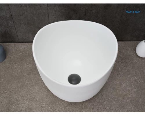 Раковина Gid N9303wg 51221 накладная белый матовый / белый графит 36x36x32