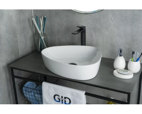 Раковина Gid N9386 51139 накладная белая 50x40x12