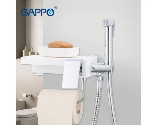Смеситель с гигиеническим душем и бумагодержателем Gappo Gyron G7296