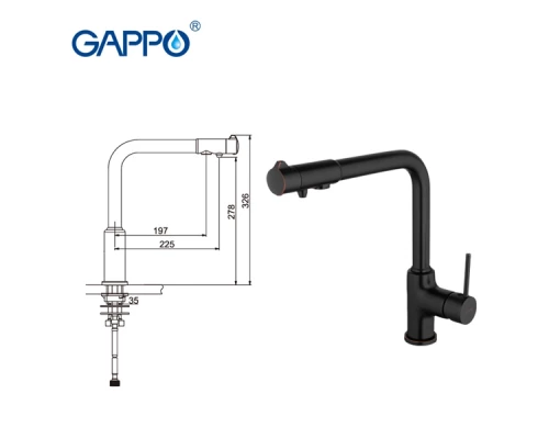 Смеситель Gappo для кухни со встроенным фильтром (краном) под питьевую воду G4390-10