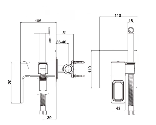 Смеситель с гигиеническим душем Gappo G7217-8