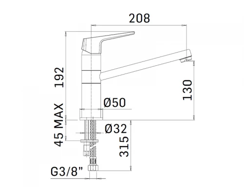CUCINA Смеситель для кухни, 1 отв., без донного клапана,Chrome