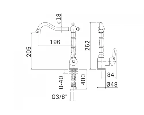 EPOCA Смеситель для кухни на 1отв.без донного клапана,Chrome