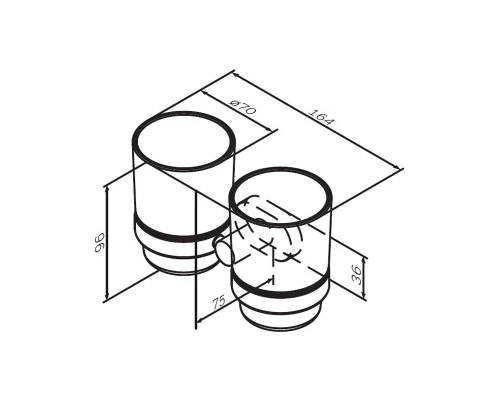 Двойной стеклянный стакан Am.Pm Sense L A74343400 с настенным держателем, хром
