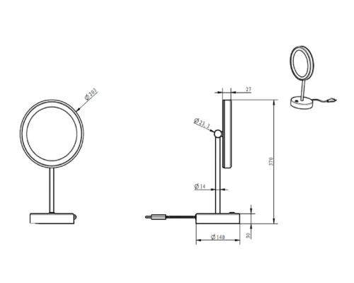 Косметическое зеркало Art&Max AM-M-062-CR с подсветкой, выключатель сенсорный, хром