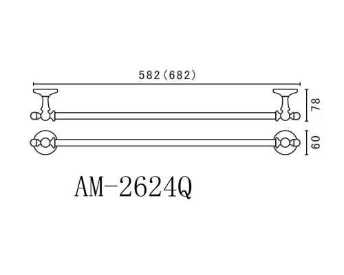 Полотенцедержатель Art&Max Antic AM-E-2624Q, 58.2 см, бронза