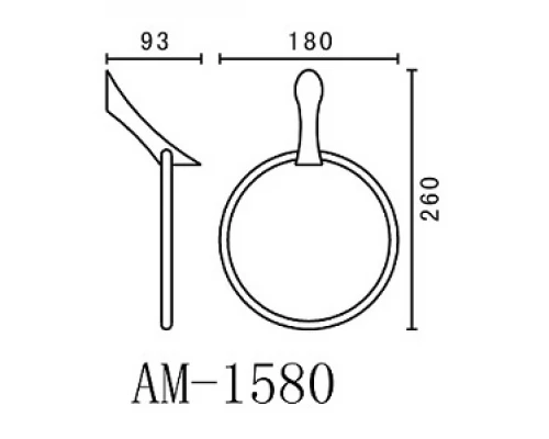 Полотенцедержатель кольцо Art&Max Elegant AM-E-1580, 18 см, хром
