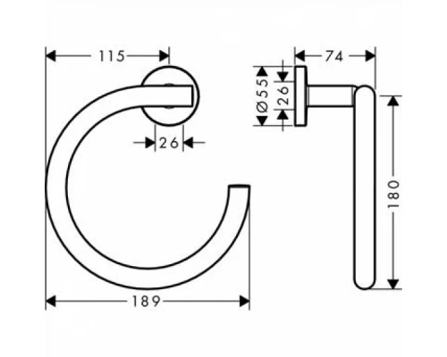 Полотенцедержатель Hansgrohe Logis Universal 41724000 кольцо, 20.7 см, хром