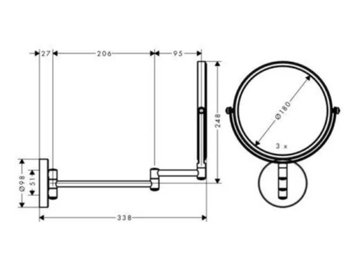 Настенное косметическое зеркало Hansgrohe Logis 73561000