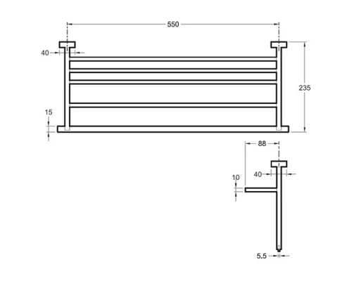 Полка для полотенец Jacob Delafon Mecanique,  55,5 х 23,5, хром, E77882-CP