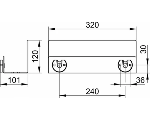 Полочка для душа Keuco со сливными прорезями и интегрированными крючками, цвет белый (RAL 9010), 24952510000