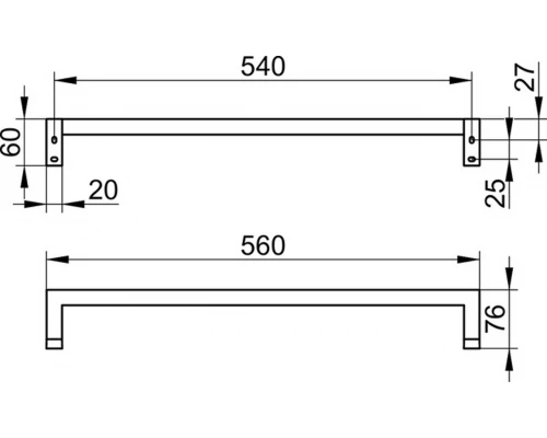 Полотенцедержатель Keuco Edition 90 Square, 560 мм, хром, 19101010600