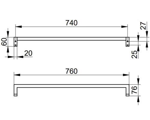 Полотенцедержатель Keuco Edition 90 Square, 760 мм, хром, 19101010800