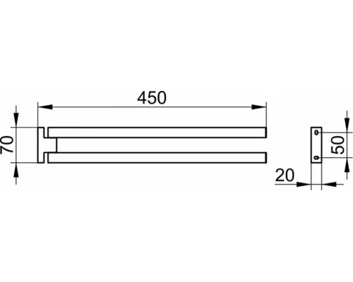 Полотенцедержатель двойной, поворотный Keuco Edition 90 Square, 450 мм, хром, 19118010000