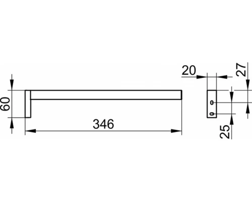 Полотенцедержатель Keuco Edition 90 Square, 346 мм, хром, 19122010000
