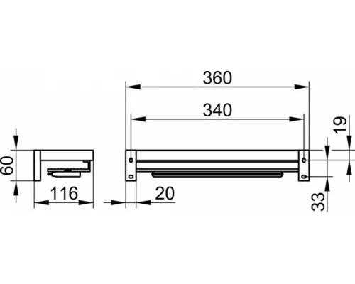 Полка для душа со встроенным стеклоочистителем Keuco Edition 90 Square, 360 мм, хром, 19159010000