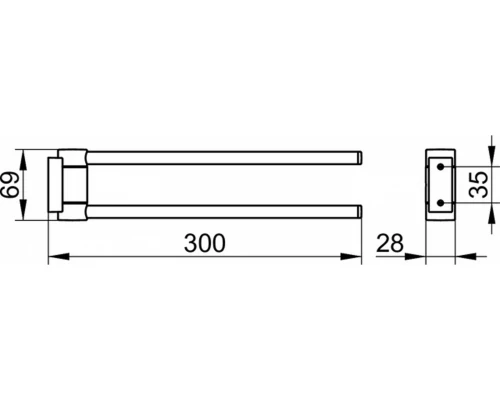 Полотенцедержатель двойной, поворотный Keuco Plan, 300 мм, черный матовый, 14919370000