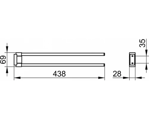 Полотенцедержатель двойной, поворотный Keuco Plan, 438 мм, черный матовый, 14918370000