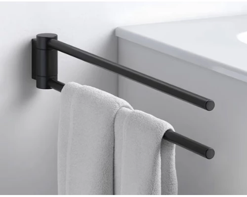 Полотенцедержатель двойной, поворотный Keuco Plan, 438 мм, черный матовый, 14918370000