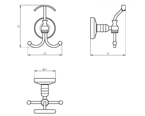 Крючок тройной Migliore Mirella 17242, хром