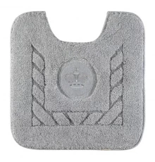 Коврик для WC Migliore, вышивка логотип КОРОНА, серый, окантовка серебро, 60 х 60 см, 30762