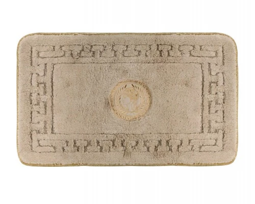 Коврик для ванной комнаты Migliore, вышивка логотип АФИНА, капучино, окантовка золото, 70 х 140 см, 30785