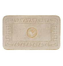 Коврик для ванной комнаты Migliore, вышивка логотип АФИНА, кремовый, окантовка золото, 60 х 100 см, 30774