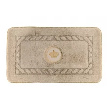 Коврик для ванной комнаты Migliore, вышивка логотип КОРОНА, капучино, окантовка золото, 60 х 100 см, 30778