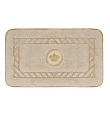 Коврик для ванной комнаты Migliore, вышивка логотип КОРОНА, кремовый, окантовка золото, 60 х 100 см, 30766