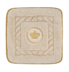 Коврик для ванной комнаты Migliore, вышивка логотип КОРОНА, кремовый, окантовка золото, 60 х 60 см, 30767