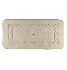 Коврик для ванной комнаты Migliore, вышивка логотип КОРОНА, кремовый, окантовка золото, 70 х 140 см, 30765