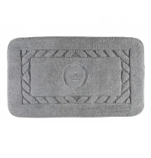 Коврик для ванной комнаты Migliore, вышивка логотип КОРОНА, серый, окантовка серебро, 60 х 100 см, 30759