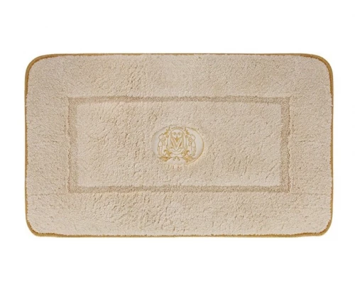 Коврик для ванной комнаты Migliore, вышивка логотип MIGLIORE, кремовый, окантовка золото, 60 х 100 см, 30770